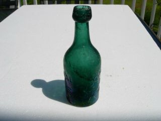 Antique Bottle JOHNSTON & Co PHILADA Iron Pontil IP Mineral Water Soda Green PA 4