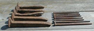 12 Old Railroad Spikes - Antique Rusty Cast Iron Spikes & Nails Rr