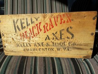 Kelly Black Raven Axe Advertising Wood Box Crate