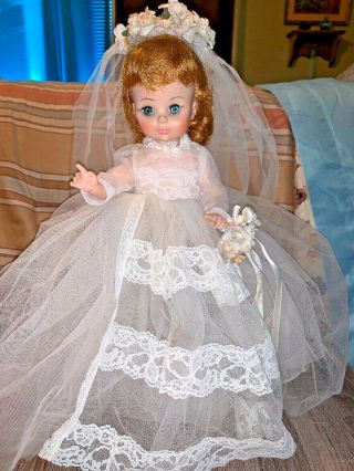Vintage Madame Alexander 13 " Tall 1965 Bride Doll Red Hair Blue Eyes