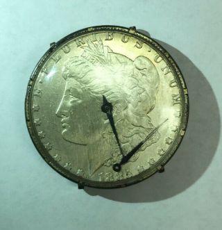 Vintage 1885 Silver Morgan Dollar Wristwatch Watch 17 Jewels