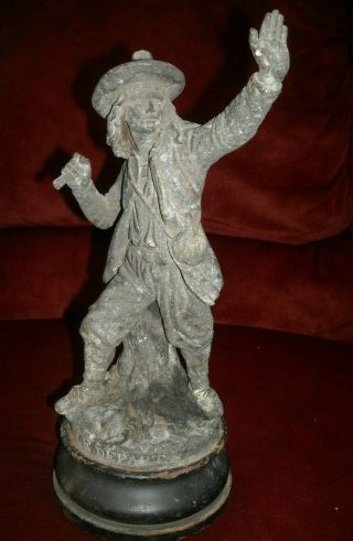 Antique Vintage Cast Metal Spelter Le Depart Soldier Statue 13,  "