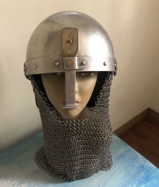 Steel Viking Helmet With Chainmail
