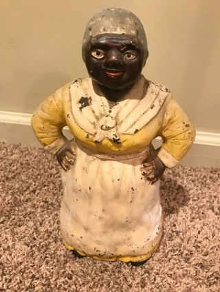 Antique Hubley Mammy Black Americana Aunt Jemima Cast Iron Statue Doorstop