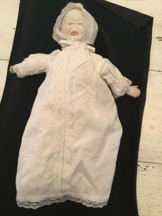 Bisque Or Porcelain 3 Face Baby Doll W/gown Soft Body Happy Sleeping Cryingfaces