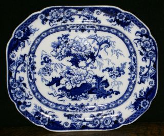 Antique Cauldon England 1900 Bentick Pattern Flow Blue 15 " Serving Platter