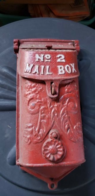Vintage Antique Cast Iron Standard No.  2 Mailbox 12 " X 6 " Peak Hole Art Nouveau