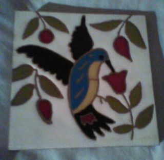 Vintage California Art Tile Humming Bird