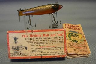 EX - HEDDON 9100 DOWAGIAC SPOOK PYRALIN SHINER SCALE COLOR,  BOX & PAPERS 5