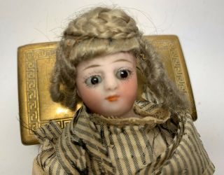 Antique Simon & Halbig 1160 Lady Doll Bisque Head Glass Eyes Wig Dollhouse 8 "