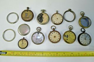 Assorted Box Of Antique/vintage Pocket Watches And Movements Steampunk Or Spares