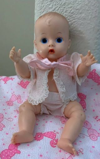 Vintage 8” Vogue Ginnette Baby Doll Rubber Vinyl Painted Eyes