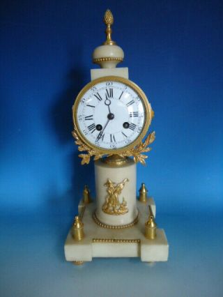 Antique French Onyx & Brass Mantle Clock