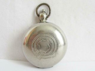 Antique Silver Plated Sovereign Case Push Button,  Spring Top,  Hanging Ring