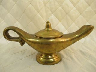 Brass Genie Wishing Lamp Aladdin Arabian Vintage Made In India Oil Incense