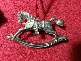 Exceptional Kirk Stieff Pewter Rocking Horse Ornament,  Vintage