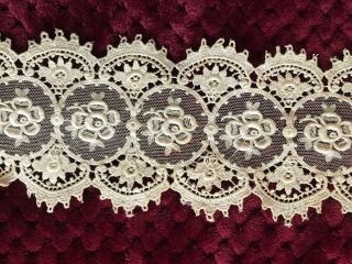 Gorgeous Antique Guipure Lace Insertion 1.  75 Yard By 3 1/2 "
