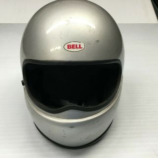 Vintage 80s Bell Star Full Face Motorcycle Helmet Size 7 - 1/4 58 Cm Silver