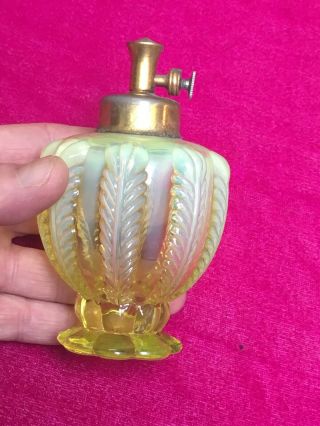 Antique Opaline Opalescent Vaseline Glass Atomizer Perfume Bottle
