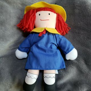 Vintage Madeline Character Doll 9 1/4 " Red Hair Blue Jacket Yellow Hat 1990
