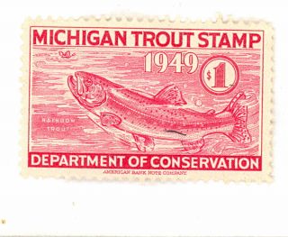 Michigan Trout Stamp 1949