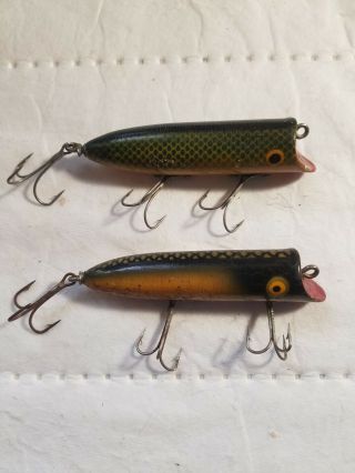 Group Of Two Vintage Porter Wood Lures Made In Florida.