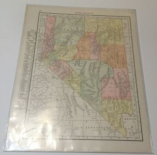 1915 Rand Mcnally Atlas Of The World Map Of Nevada