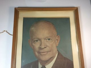 Vintage 1950 ' s President Dwight D.  Eisenhower Photo Picture in Frame 2
