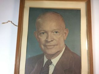 Vintage 1950 ' s President Dwight D.  Eisenhower Photo Picture in Frame 3