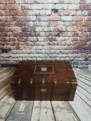 Antique Victorian Coromandel Writing Box,  Slope With Keys And 3 Secret Drawers
