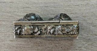 Gorgeous Vintage Antique Sterling Silver Floral Repousse Rose Trinket Pill Box 4