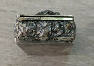 Gorgeous Vintage Antique Sterling Silver Floral Repousse Rose Trinket Pill Box 5