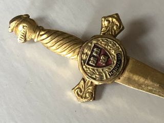 Vintage Enamel HARVARD UNIVERSITY School Crest KILT PIN / Lapel Pin SWORD 2
