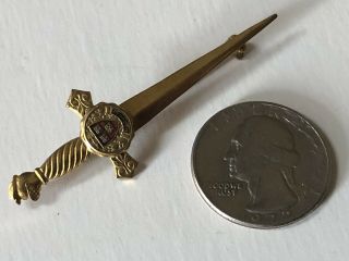 Vintage Enamel HARVARD UNIVERSITY School Crest KILT PIN / Lapel Pin SWORD 3