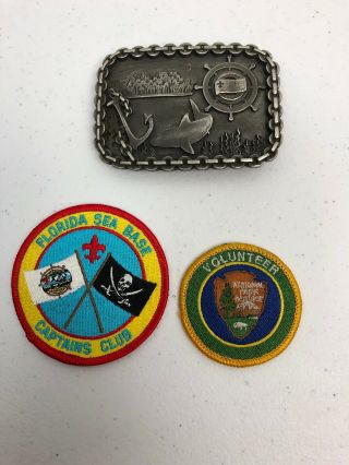 Boy Scout Patch - Belt Buckle - Florida Sea Base Scouting Badge Z5