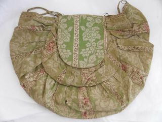 Antique Victorian Sewing Bag Floral Cretonne Drawstring Flaps 1890