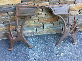 Late 1800’s Cast Iron School Desk Legs Base Steampunk Industrial Loft Table