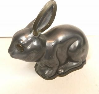 Neiman Marcus Pewter Rabbit Bunny Hidden Trinket Box With Brass Accents Vintage