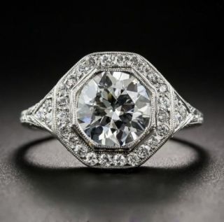 1.  2 Ct Floral Art Deco Round Cut Antique Engagement Ring In 925 Sterling Silver