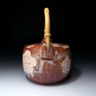 JH14: Vintage Japanese Pottery Sencha Tea Pot of Shino ware,  Dia.  5.  3 inches 5