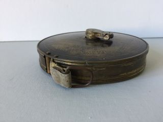 Antique Lawn Tennis Court Tape Measure - Brass Case With Linen Tape 3