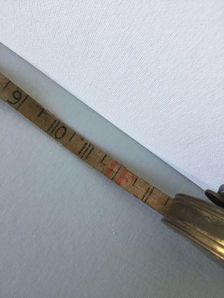 Antique Lawn Tennis Court Tape Measure - Brass Case With Linen Tape 6