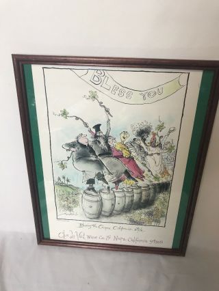 Blessing The Grapes Clos Du Vale Napa Wine Co Vintage 1981 Ronald Searle Poster