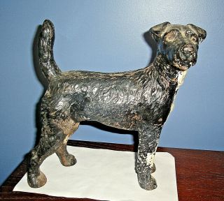 Vintage Hubley (?) Fox Terrier Dog Cast Iron Doorstop