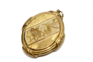 A Large Antique Victorian Gold Plated Brass Locket Pendant 14032