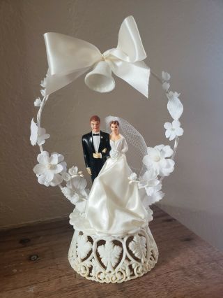 Antique Vintage Wedding / Bridal Cake Topper,  9 Inch.  Silk Flower