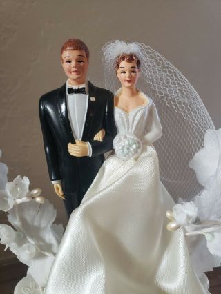 Antique Vintage Wedding / Bridal Cake Topper,  9 inch.  Silk Flower 2