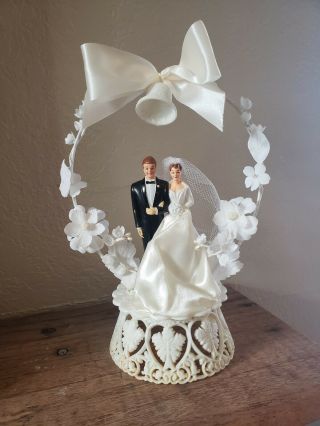 Antique Vintage Wedding / Bridal Cake Topper,  9 inch.  Silk Flower 3
