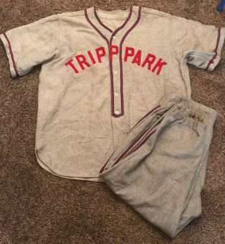 Antique Rawlings Wool Adult Baseball Uniform Jersey Pants Tripppark Scranton Pa