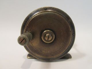 Vintage All Brass Unmarked 2 3/4 " Fly Reel C.  Late 1800 